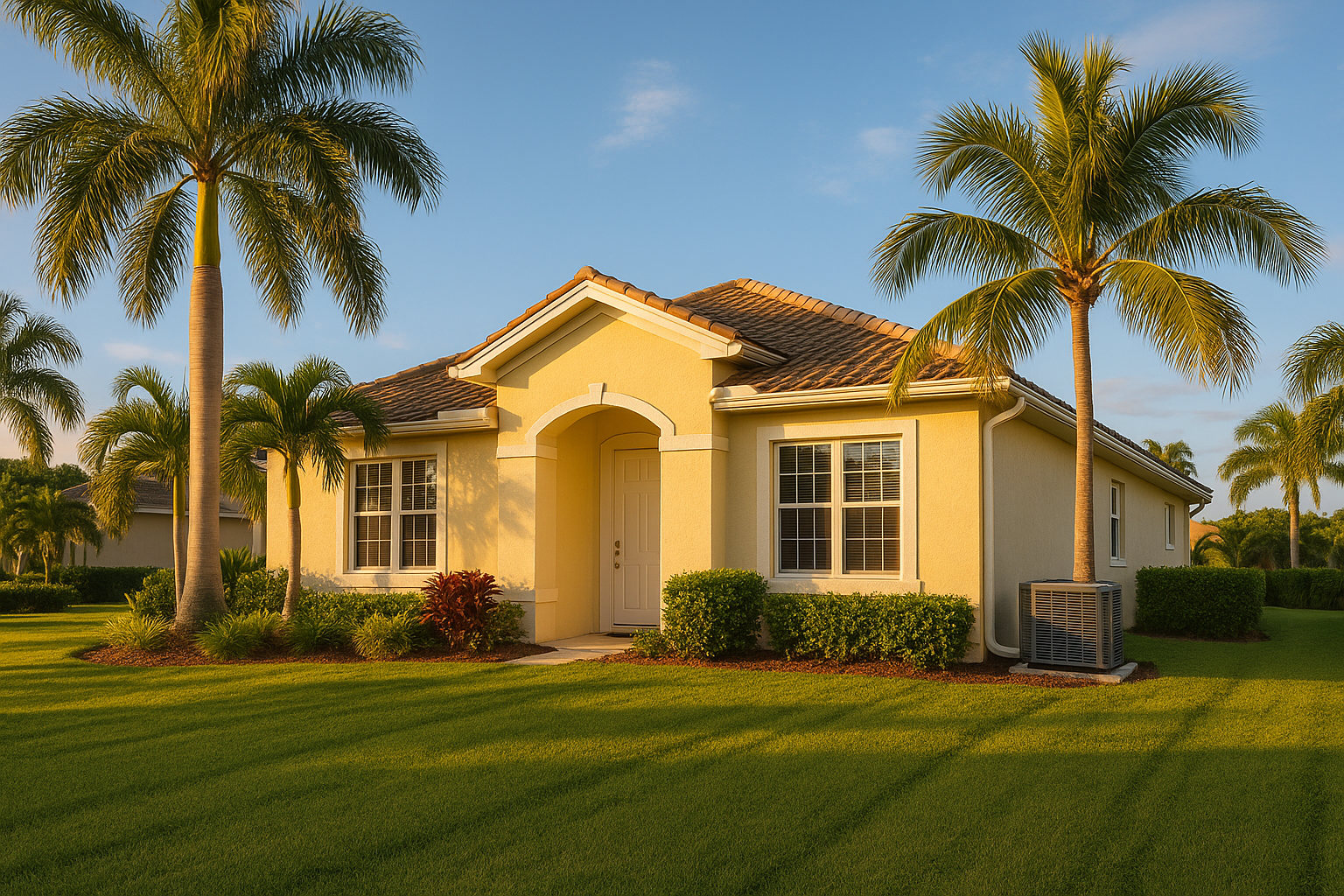 Florida home with outdoor AC condenser unit needing professional ac repair service