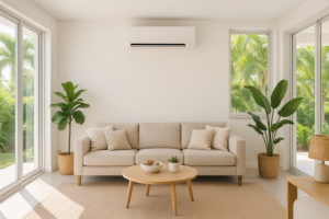 Modern ductless mini-split air conditioner installed in Florida home showing how much does it cost