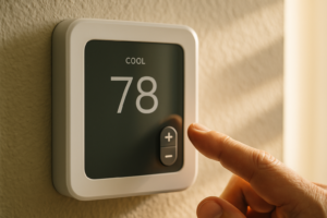 Thermostat showing temperature settings when AC is running 24 hrs in Florida home