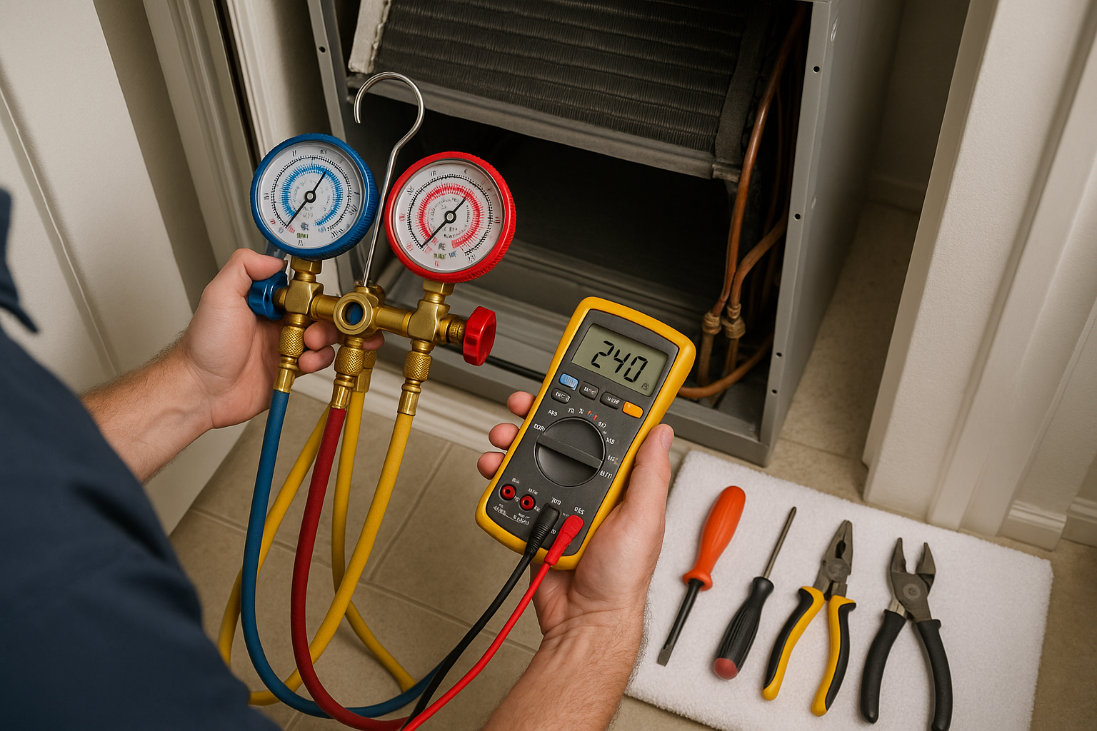 HVAC technician checking how much does it cost to repair AC system in Florida home